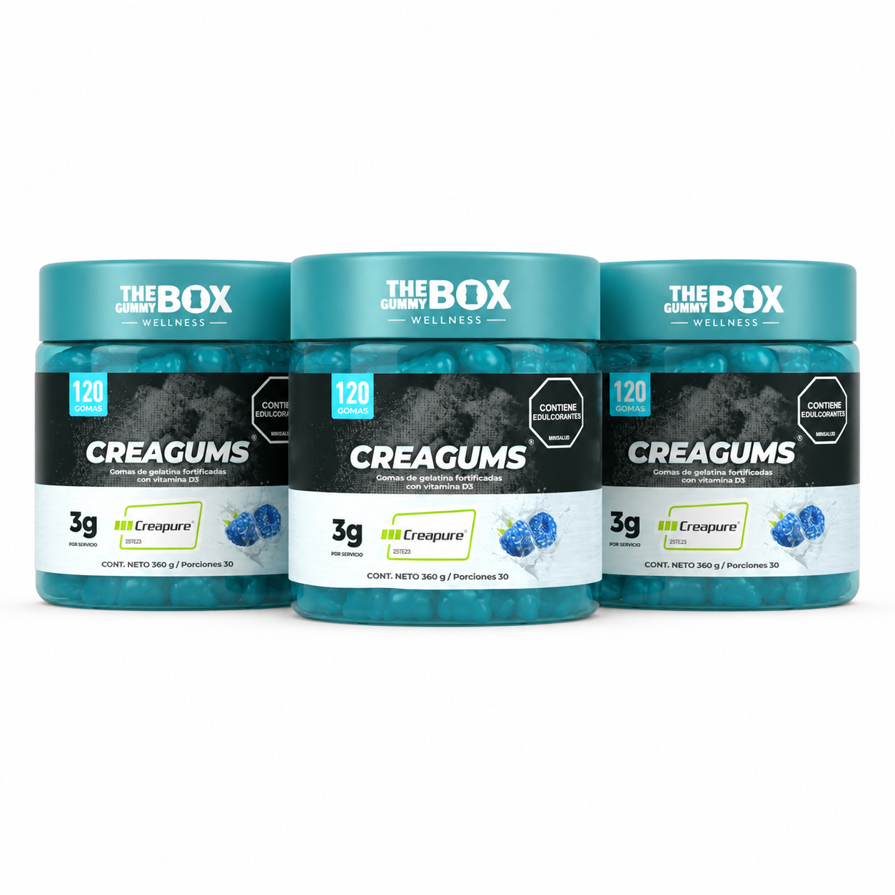 CreaGums, Creatina en Gomitas - 3 frascos