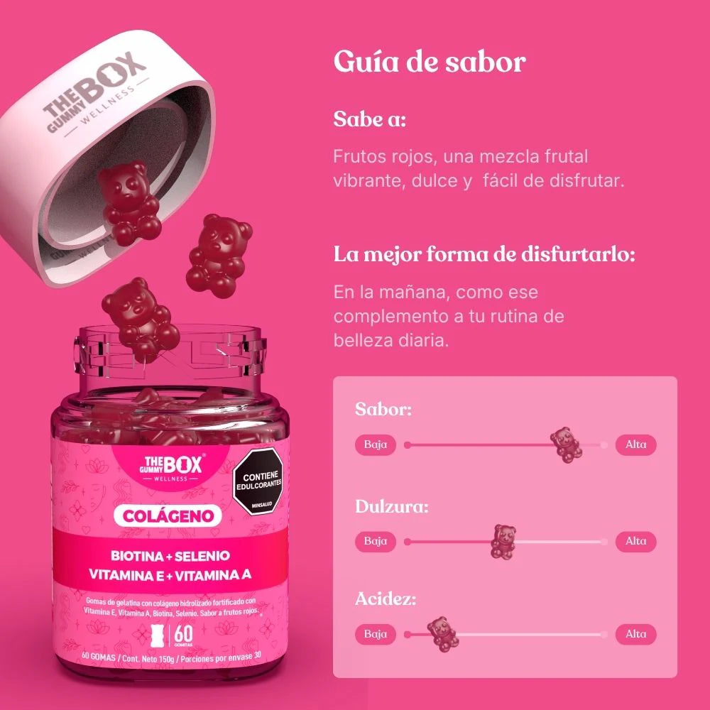 Sabor frutos rojos del Colágeno y Biotina en Gomitas