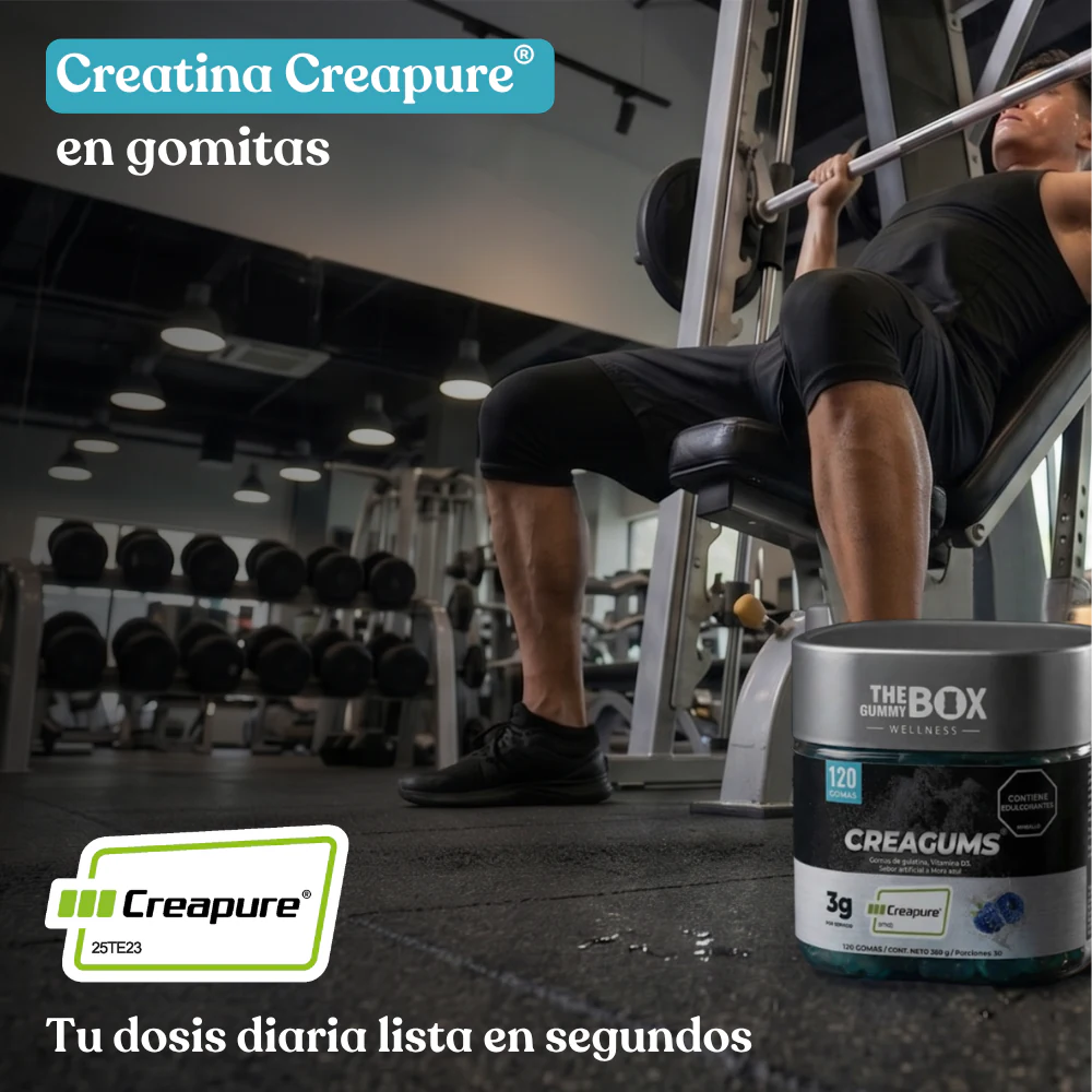Hombre entrenando con CreaGums Creatina Creapure en Gomitas