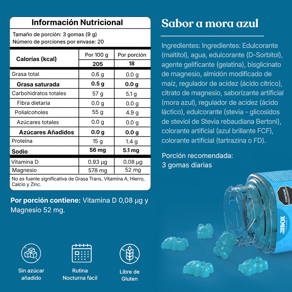 Tabla nutricional — Calm Vibes, Bisglicinato de Magnesio